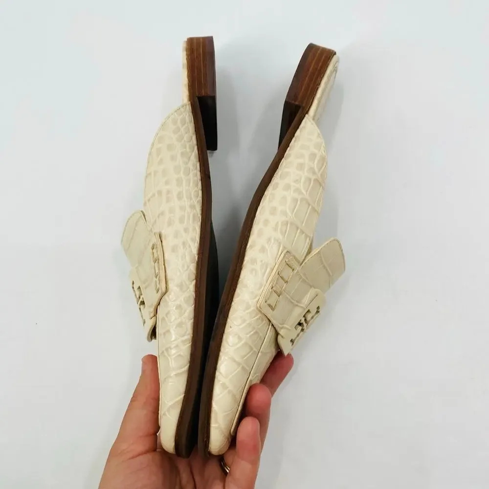 Tory Burch Cream Leather Georgia Mule Sandals